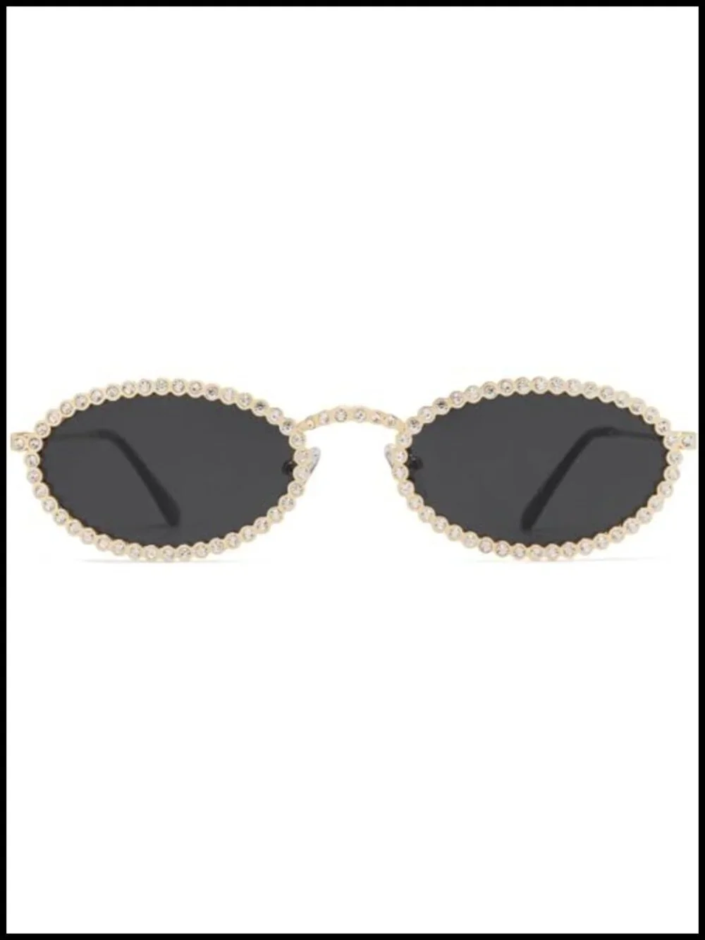 Y2K Oval Rhinestone Sunglasses UV400 Metal Frame Women Retro Disco Shades